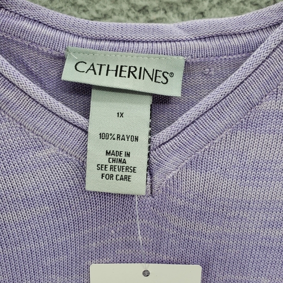 Catherines Women's Plus Size 1X Pointelle Ombre Pullover Sweater Purple - Picture 2 of 10